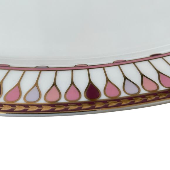 Grace Teaware Fine Porcelain Oval Serving Platter 14x9 Pink Gold Geometric New - Picture 12 of 12
